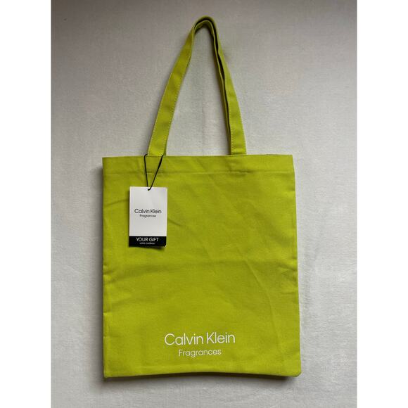 Calvin Klein‎ fragrances canvas tote new with tag lime green - Picture 1 of 7